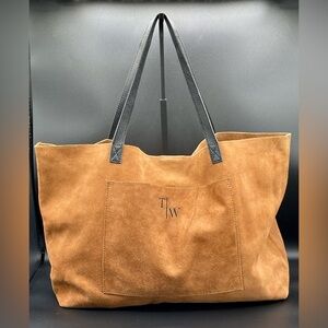 MARK and GRAHAM Brown Suede - Leather Boho Tote Bag.